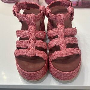 Free People Pink Braided Platform Sandals